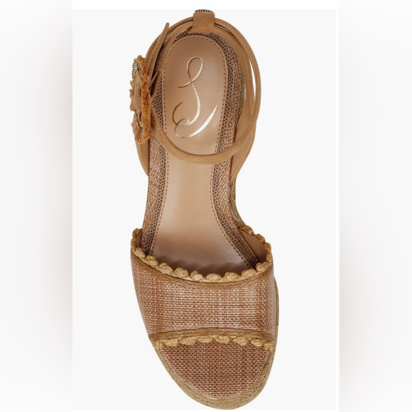 Sam Edelman Stylish Tan Embroidered Wedge Sandals Designer Various Sizes - Picture 6 of 16